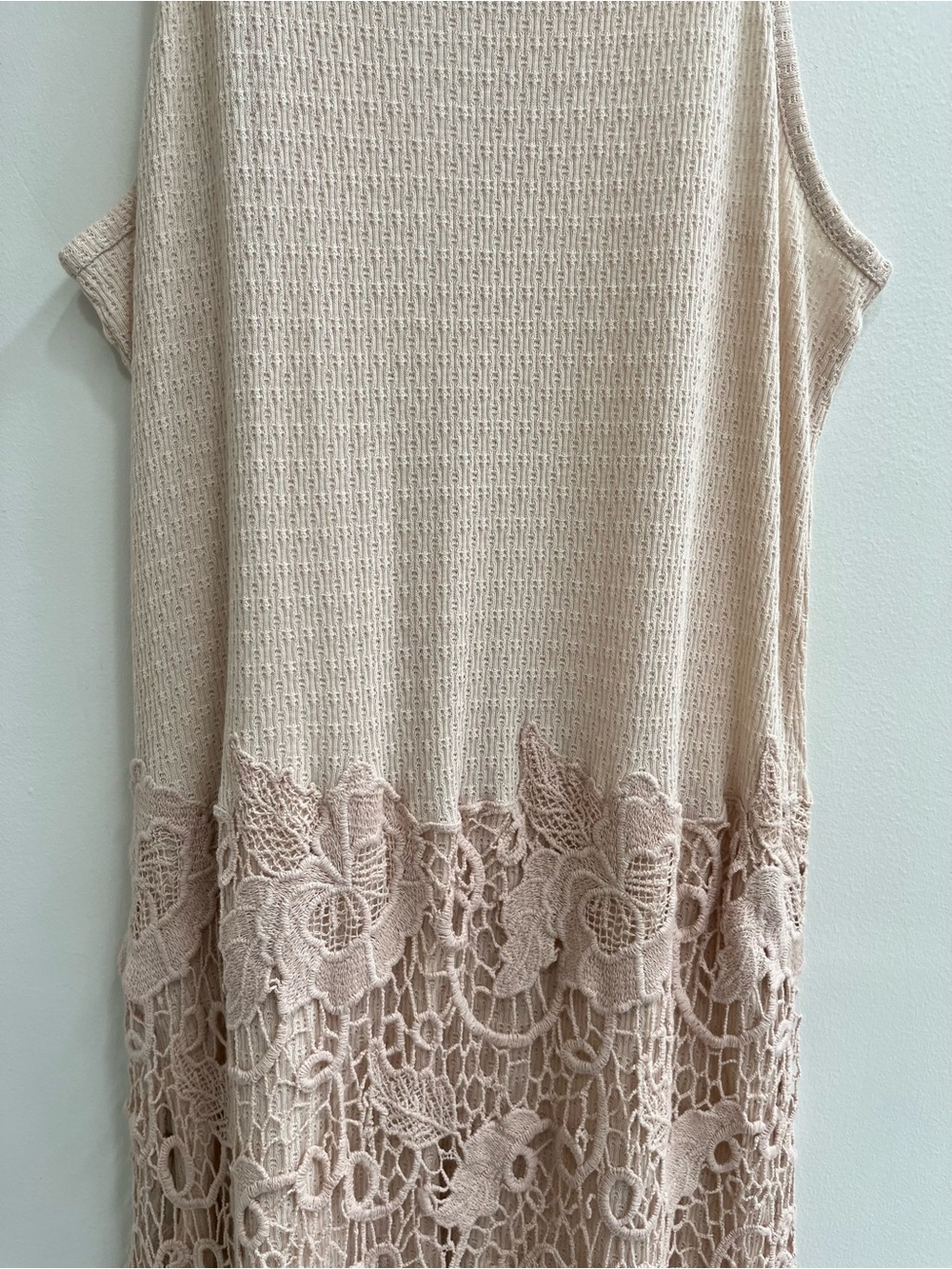 Free People Nora Lace Overlay Midi Dress Cream Tank Boho Festival Size Large - Picture 13 of 15